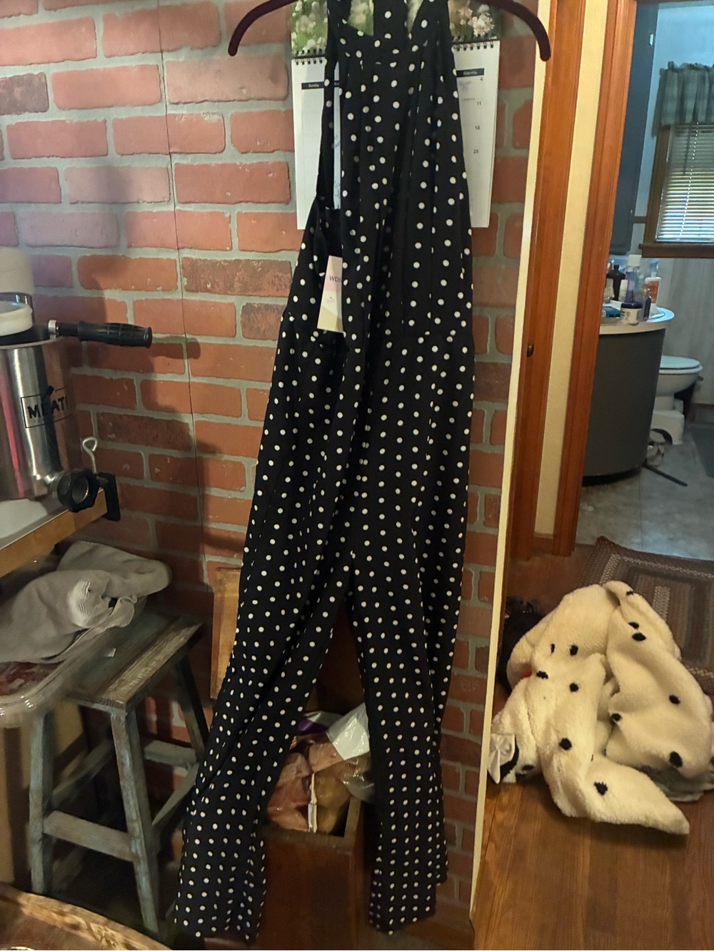 Women's Black Polka Dot Wide-Leg Jumpsuit